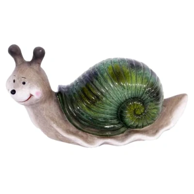 Abbildung von B&amp;S Gartenfigur Deko Schnecken aus Keramik mit Grünen Häuschen 36 cm lang