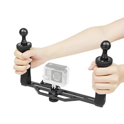 Abbildung von SHOOT Aluminium Dual Handheld Stabilisator Camera Unterwasser Handgriff für GoPro Hero 13/12/11/10/9/8/7/6/5/4/3+/3 SJCAM APEMAN AKASO Actionkameras