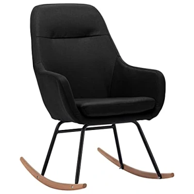 Abbildung von vidaXL Schaukelstuhl Relaxstuhl Schwingsessel Schwingstuhl Stuhl Polsterstuhl Wippstuhl Schaukelsessel Sessel Relaxsessel Schwarz Stoff