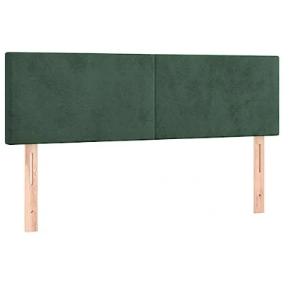 Abbildung von vidaXL Kopfteil 2 STK., Bettkopfteil mit Holzbeinen, Höhenverstellbar Polsterkopfteil für Bett, Betthaupt Bettzubehör Schlafzimmer, Dunkelgrün 72x5x78/88cm Samt