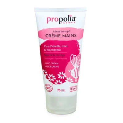 Abbildung von PROPOLIA Bio Handcreme Bienenwachs/Honigwachs/Macadamia/Calendula für weiche, schützende und feuchtigkeitsspendende Hände hergestellt in Frankreich 75 ml