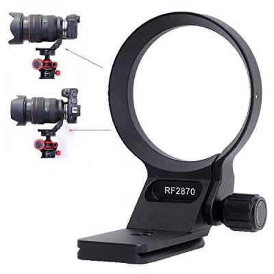 Abbildung von iShoot 74,5 mm Metall Stativ Mount Ring Objektiv Kragen kompatibel mit Canon RF 2870 f/2L USM, Objektivhalter Halter Halterung Unterseite ist Arca Swiss Fit Schnellwechselplatte