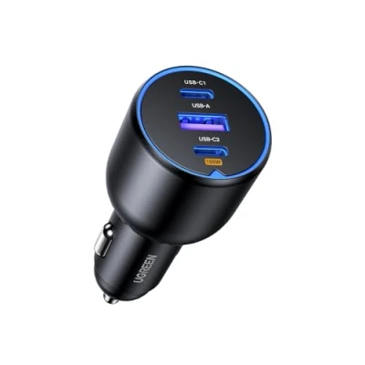 Abbildung von UGREEN Kfz Ladegerät 2x USB C PD und 1x A 130W Schwarz Auto Adapter