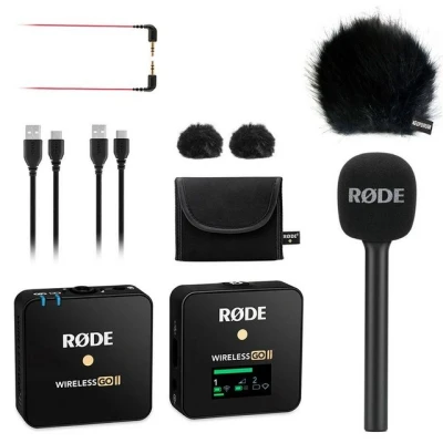 Abbildung von Rode Wireless GO II Single Funk Mikrofon Set + Interview Handadapter keepdrum Fell Windschutz BK