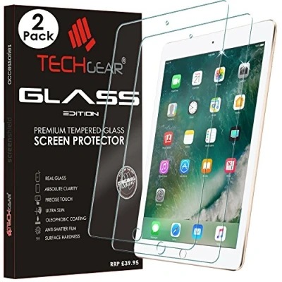 Abbildung von TECHGEAR [2 Stück] Schutzfolie kompatibel mit iPad 9.7 (2018/2017), Air 1, 2 (9,7 Zoll) folie Glas Anti Kratzer Schutzabdeckung 5. &amp; 6. Generation