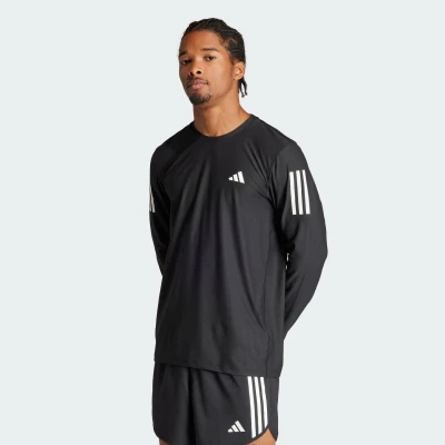 Abbildung von adidas Herren Own The Run Long Sleeve Tee T Shirt, Black/White, XS