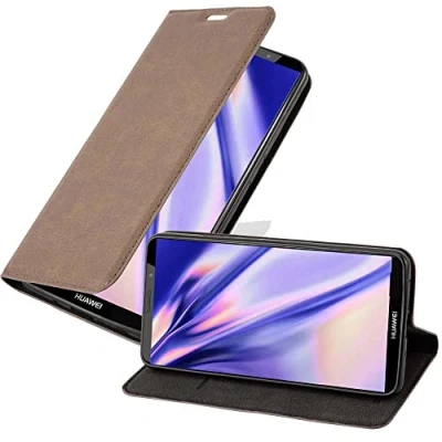 Abbildung von Cadorabo Hülle kompatibel mit Huawei Mate 10 PRO aus Premium Kunst Leder Flip Klappbare Stoßfeste Magnetische [Standfunktion] [Kartenfächern] Cover für Tasche in Braun