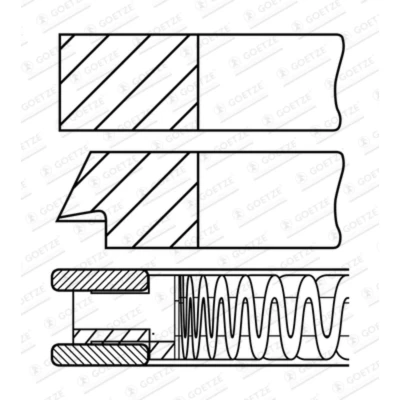 Abbildung von GOETZE ENGINE 08 448800 00 Kolbenringsatz 71,5 HYUNDAI: ACCENT 2, Getz