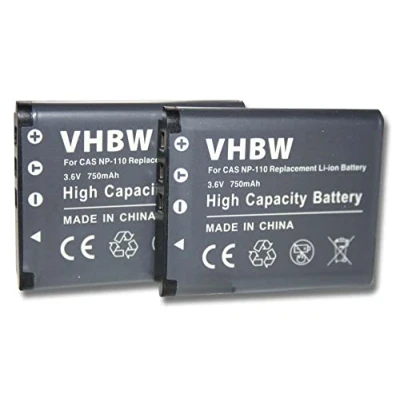 Abbildung von vhbw 2X Akku Ersatz für Casio NP 110, 110DBA, 110L, 160 Kamera (750mAh, 3,6V, Li Ion)