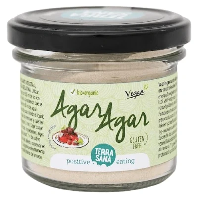 Abbildung von Bio Agar Pulver Veganes Geliermittel mit doppelter Bindekraft ohne Gelatine Geschmacksneutral und vegan zum Binden von Desserts Kuchen (1x 50 gr Glas)