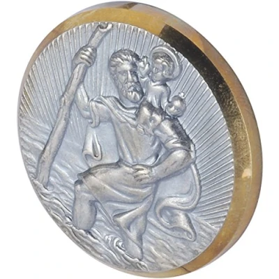 Abbildung von hr imotion Sankt Christopherus Plakette mit goldenen Rahmen [Made in Germany selbstklebend 43mm Durchmesser] 10210101