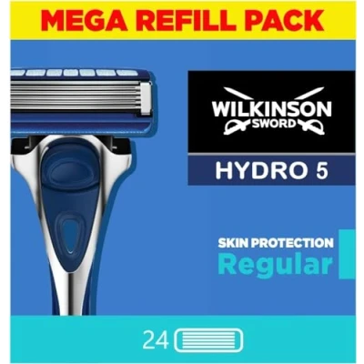 Abbildung von WILKINSON SWORD Hydro 5 Rasierklingen für Herren Packung mit 24 Nachfüllpackungen Hydrating Gel &amp; Präzisionstrimmer