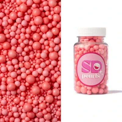 Abbildung von SD Pearls Zuckerperlen, Essbare Zucker Perlen, Tortendeko Streusel Dekorperlen Für Keksen, Kuchen, Cupcakes, Dessertdekoration (Rosa, 3,4,5,7,10mm, 100g)