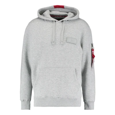 Abbildung von Alpha Industries RED Stripe Hoody Kapuzenpullover, Herren, Größe: Large, Greyheather