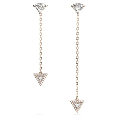 Abbildung von Swarovski Ortyx drop earrings, Triangle cut, Asymmetric design, White, Rose gold tone plated