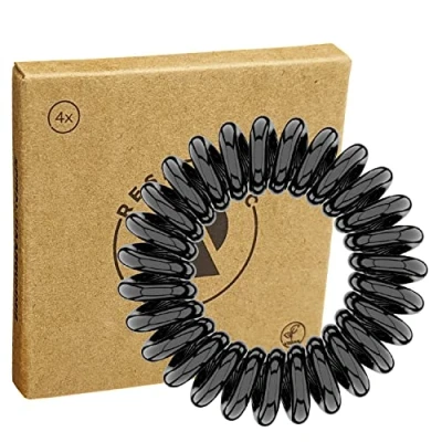Abbildung von Reskthetic hochwertige Spiral Haargummi (schwarz), schonend zum Haar, nachhaltig, umweltfreundlich, (Telefonkabel, Zopfgummis) für Mädchen &amp; Frauen/Damen (4 x 4 cm)