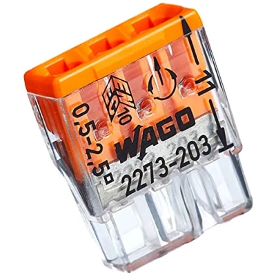 Abbildung von Kopp Wago COMPACT Verbindungsdosenklemme 3 Leiter Klemme 0,5 2,5 mm² Inhalt 100 Stück, Transparent/orange
