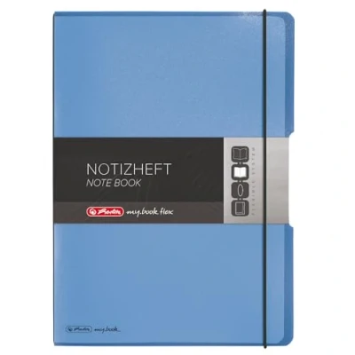 Abbildung von Herlitz 11361441 Notizheft (A4, PP Wechselcover mit Verschlußgummi, 80g/m²) 80 Blatt blau