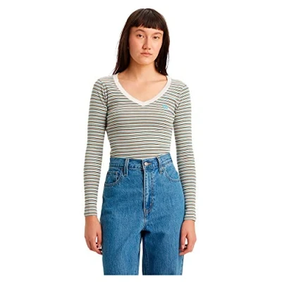 Abbildung von Levi&#039;s Damen Long Sleeve Vneck Baby Tee T Shirt