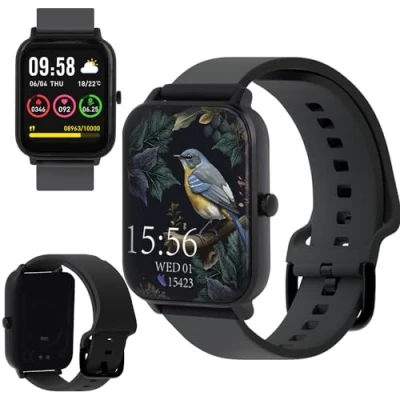 Abbildung von FOREVER Smartwatch, Smart Watch Damen Herren, 1.7&quot; 240x280 px Fitness Tracker Uhren für Android IOS, IP68 Wasserdicht Pulsmesser Schrittzähler Schwarz