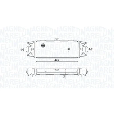 Abbildung von MAGNETI MARELLI 351319204010 Ladeluftkühler IVECO: DAILY 4 Pritsche/Fahrgestell, Kasten/Kombi, 3 Pritsche/Fahrgestell