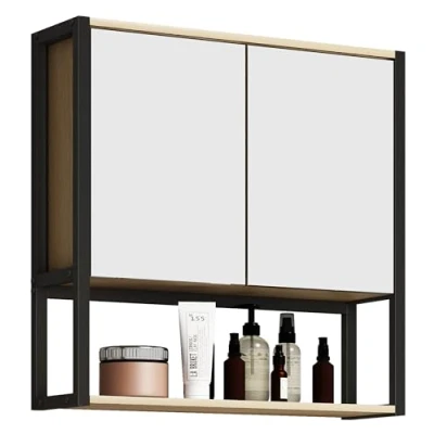 Abbildung von VCM Spiegelschrank Holz Metall Spiegel Edino 60x60 (1 St)