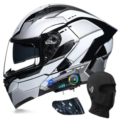 Abbildung von ACLFFSHOP Motorradhelm mit Bluetooth Klapphelm Modulare Helm, ECE Zertifiziert Integralhelm Doppelvisier, Eingebautem Mikrofon für Automatische Reaktion, Erwachsene Frauen Männer