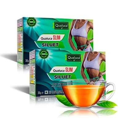 Abbildung von QUALUCA Slim Siluet Tea Löwenzahnblätter Grüner Tee Kräutertee 2 Packung 40 Teebeutel 60g