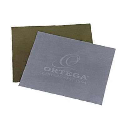 Abbildung von Ortega Guitars Polish Cloth Pack 2 teiliges Poliertuch Set 29,21 cm x 24,13 Mikrofaser, Grün und Hellgrau (OPC GR/LG)