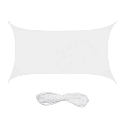 Abbildung von Relaxdays Sonnensegel, 2 x 4 m, wasserabweisend, Polyester, Spannseile, Segeltuch rechteckig, Garten, Balkon, weiß