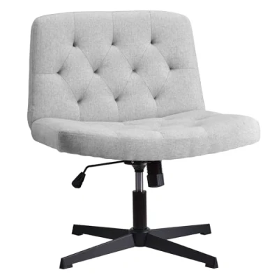 Abbildung von WangPangzi Armloser Bürostuhl, fußlos Rollstuhl zu Hause höhenverstellbar Stuhl, Ergonomischer Schreibtischstuhl,Schminktisch breite Stoff Drehstuhl(Grau)