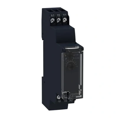 Abbildung von Schneider Electric RE17LAMW Zeitrelais ansprechverzögert,Steuerungs und Sicherheitsrelais, 0,1 s 100 h, Halbleiter, 24 240VAC/DC