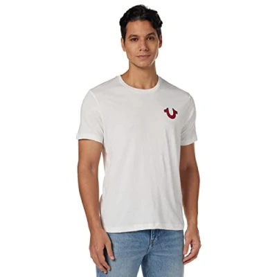 Abbildung von True Religion Herren Buddha Logo, kurzärmelig T Shirt, Weiß, L