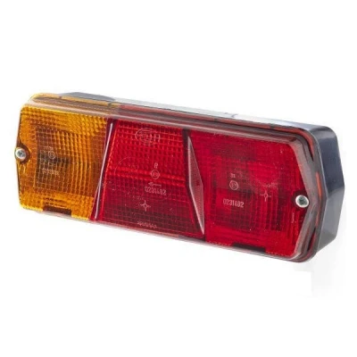 Abbildung von HELLA 2SE 001 680 291 Rückleuchte links P21W, R10W schwarz 12, 24 ohne Glühlampen mit Lampenträger MERCEDES BENZ: T2/L Pritsche/Fahrgestell