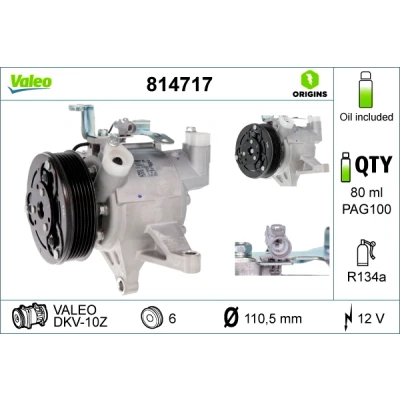 Abbildung von VALEO 814717 Kompressor DKV10Z SUBARU: Forester IV
