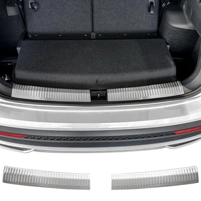 Abbildung von RECAMBO Ladekantenschutz Edelstahl matt gebürstet mit Textur kompatibel für Seat Tarraco KN2 BJ ab 2018 Styling und Schutz die Stoßstange