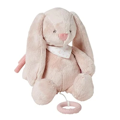 Abbildung von Nattou Spieluhr aus und Polyester, Kaninchen Pomme, Wiegelied «La Le Lu», Mit Beißring, Ca. 30 cm, Alice Altrosa
