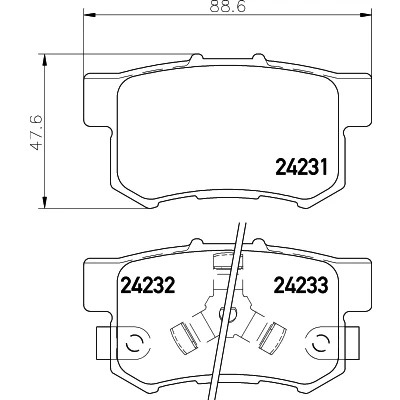 Abbildung von HELLA 8DB 355 012 061 Bremsbelagsatz mit akustischer Verschleißwarnung HONDA: CR V 4, 3, Accord 7 Limousine