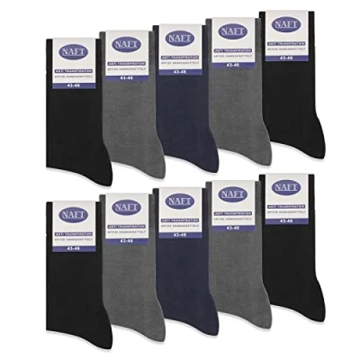 Abbildung von 10 Paar Socken 100% Baumwolle Herren Damen Komfortbund ohne Naht 10600 WP (Schwarz Navy Anthrazit 39 42)