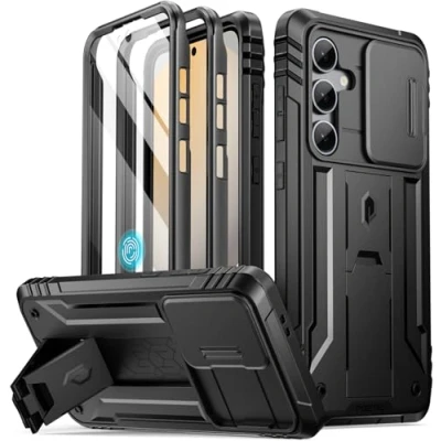 Abbildung von Poetic Revolution Schutzhülle für Galaxy S24 FE 5G 2024, [Schiebe Kamera Abdeckung], integrierter Displayschutz, funktioniert mit Fingerabdruck ID, Ganzkörper in Militärqualität, robust,