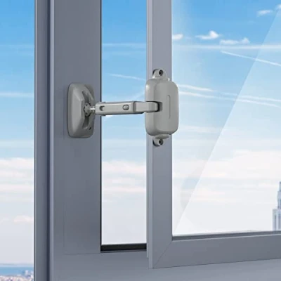 Abbildung von SAFELON Einstellbare Fensterlückengröße Baby Sicherheitsfensterbegrenzer, kindersicheres Fenstersicherheitsschloss für Kinder und Haustiere (2 Stück, Grau)