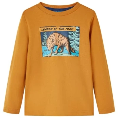Abbildung von Kinder Langarmshirt Wolf Langarm T Shirt Jungen Kindershirt Dunkelocker 140