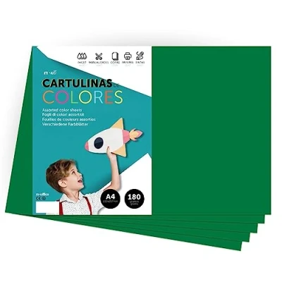 Abbildung von Farbkarton, A4 intensive Farben, 180 g, für Bastelarbeiten, Drucken Sie Ihre Dokumente und kreativen Designs, Farbfolien · m office (50 Blatt, dunkelgrün)