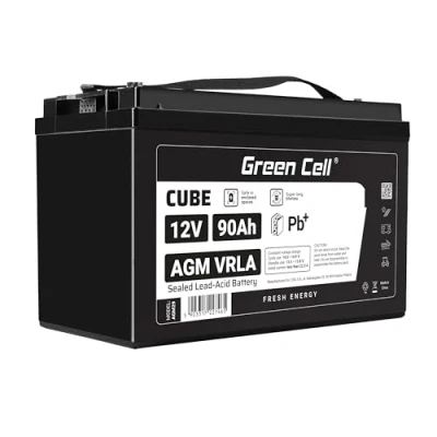 Abbildung von Green Cell® AGM 12V 90Ah Akku VRLA Blei Batterie Bleiakku Ersatzakku Gelakku Akkubatterie Zyklenfest Unbemann Caravan Photovoltaik Rollstuhl Solarspeicher Solarbatterie Solarpanel Wohnwagen