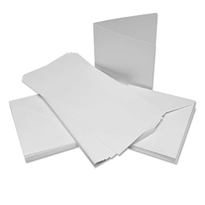 Abbildung von Craft UK W103 Leinenkarte und Umschlag, 15,2 x cm, Weiß, 50 Stück