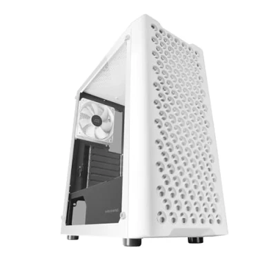 Abbildung von Mars Gaming MC iPRO, Professionelles ATX Gehäuse, 3D Mesh Frontgitter, Seitenfenster aus Gehärtetem Glas, Ultraleiser 12 cm FDB Lüfter, PC Gehäuse mit Flüssigkeitskühlungsunterstützung, Weiß