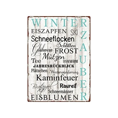 Abbildung von Interluxe WANDSCHILD Metallschild WINTERZAUBER EISZAPFEN Geschenk Deko Winter Christmas