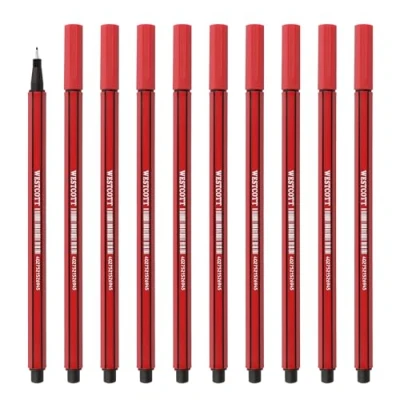 Abbildung von Westcott STORYLINER Fineliner rot 10 Stück Premium mit 0,4mm Strichstärke Präzise Strichführung, metalleingefasste Spitze, schnelltrocknende Tinte auf Wasserbasis E 737784 00