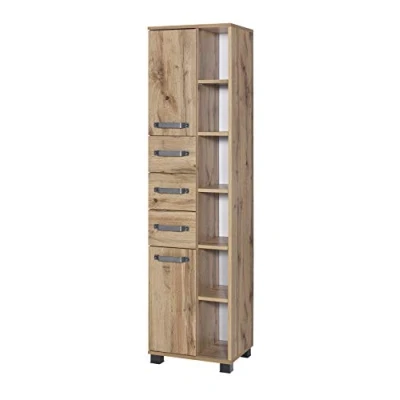 Abbildung von Schildmeyer Hochschrank &quot;Milan&quot;, Breite 42 cm, mit 2 Türen, 3 Schubladen &amp; 6 offenen Fächern