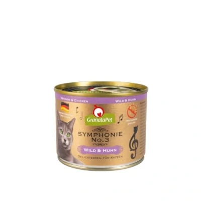 Abbildung von GranataPet Symphonie No. 3 Wild &amp; Huhn, Katzenfutter ohne Getreide Zuckerzusätze, Filet in natürlichem Gelee, delikates Nassfutter für Katzen, 6 x 200 g